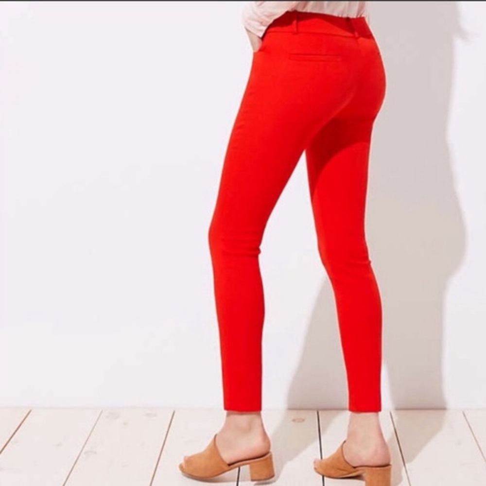 Size 4 red LOFT ankle pants, Marisa skinny fit